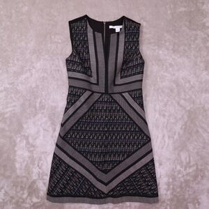 DIANE VON FURSTENBERG Black‎ Amanda Sleeveless Geometric Mini Dress Size 2